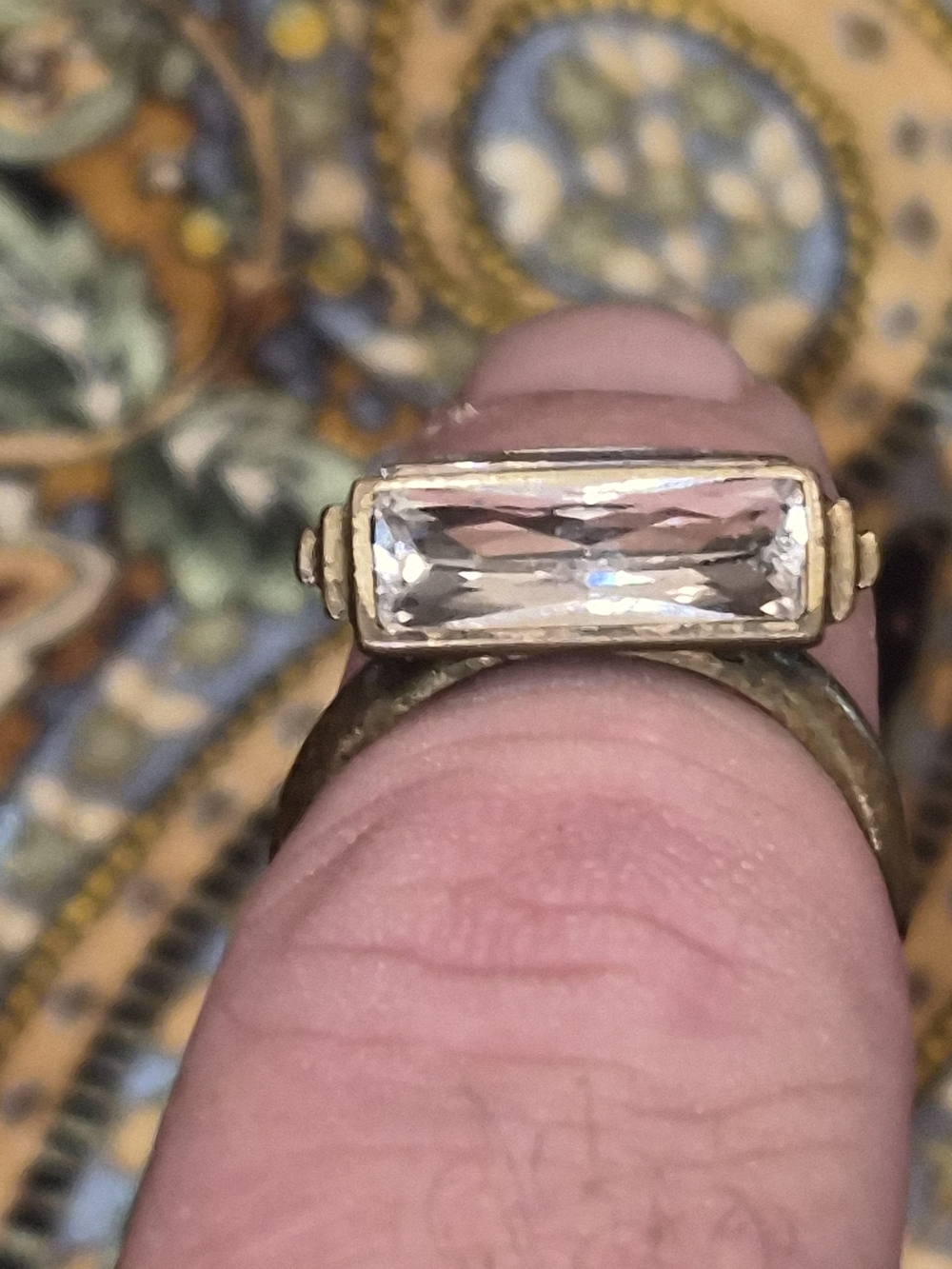 Silpada Gold-Tone Rectangle Clear Crystal Ring